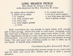 Mrs. Nelson's Pickle Recipe